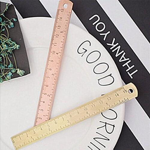 15Cm Brass Straight Ruler for School Office Stationery Metal Painting Drawing Tools Rose Gold Measuring Ruler Bookmark