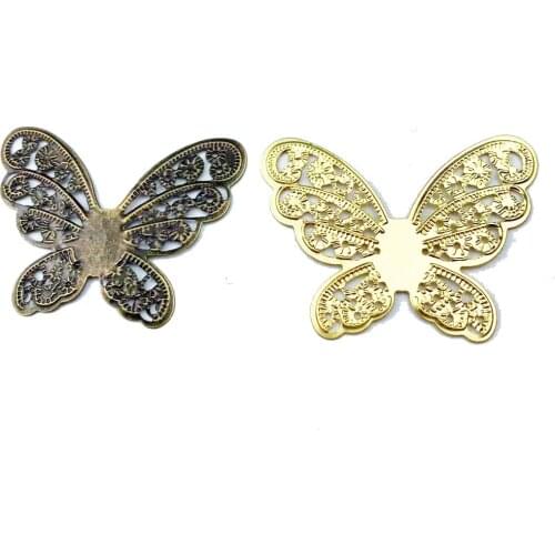 20pcs 32x42mm Filigree Metal butterfly sheets decorative for Jewelry Making Cosplay accessories Earring accessories