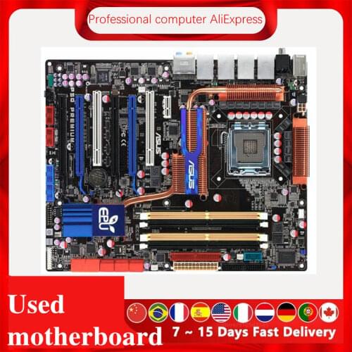 For Asus P5Q Premium Desktop Motherboard P45 Socket LGA 775 Q8200 Q8300 DDR2 Original Used Mainboard On Sale