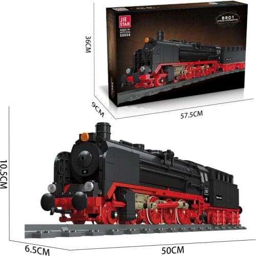 JIESTAR 59004 Steam Ttrain Model Toy Building Block Urban Railway Series Child Assembly Brick Kids Puzzle Gift