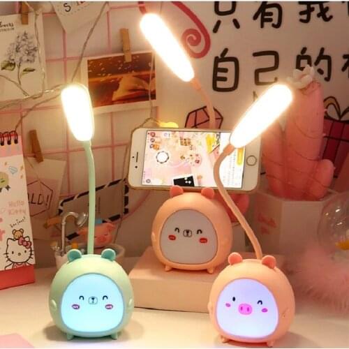 New Cute Cartoon Desk Lamp USB Charging 3 Gear Dimmable Night Light Living Room Eye Protective Energy-Saving Table Lamp For Home