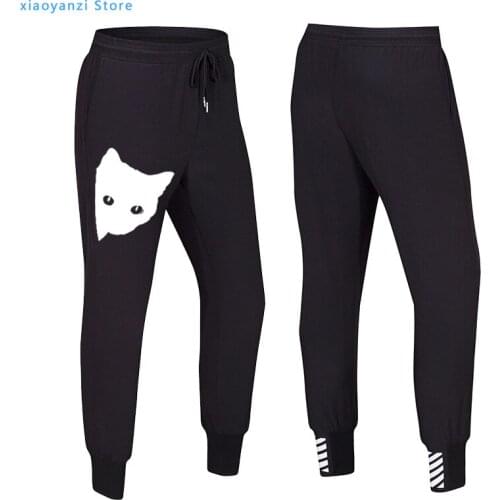 2021 Spring Summer New Arrival Men Women Fashion Anime Black Cat Fitness Sweatpants Style Long Pants Swag Sports Trousers