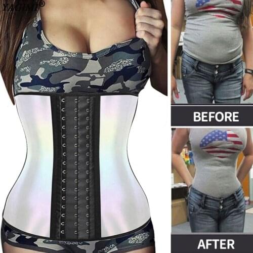 New Laser Effect Waist Trainer Body Shaper 100% Latex Corset Women Sheath Slimming Shapewear Underwear Workout Sweat Belt Fajas