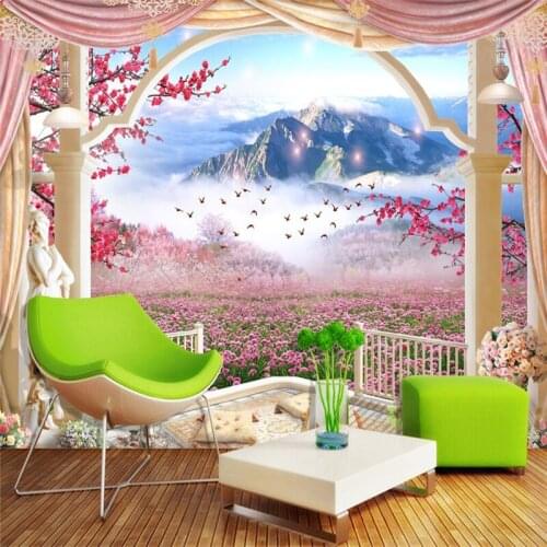 Beibehang Wallpaper Mural Wall Sticker European Fashion Roman Column Lavender 3D TV Wall papel de parede wall paper