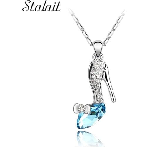 Austrian Crystal Necklace Jewelry For Girl High Heel Shoes Pendant Necklace Women Accessories