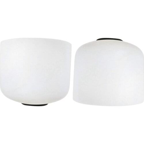 2x 8 Inch 432Hz Singing Bowl Perfect Sound Note D Navel/C Root Chakra Frosted Quartz Crystal Meditation with Rubber Ring