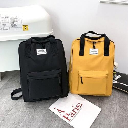 Simple And Fashionable Womens Backpack Nylon Solid Color Waterproof Student School Bag Large Capacity Light Travel Bags