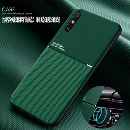 Luxury Leather Texture Silicone Case For Huawei Y9 Prime 2019 Y9S Y9 2018 Car Magnetic Cover for P Smart Plus2019 Psmart Z Coque