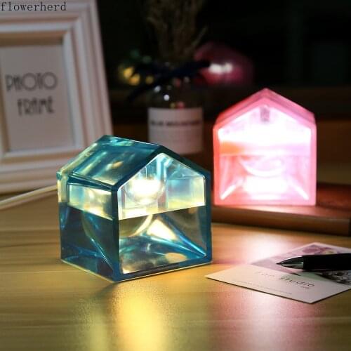 Christmas Decorations DIY Crystal Epoxy House Silicone Mold Resin Mold Luminous Room Ornaments Night Light Home Decorations