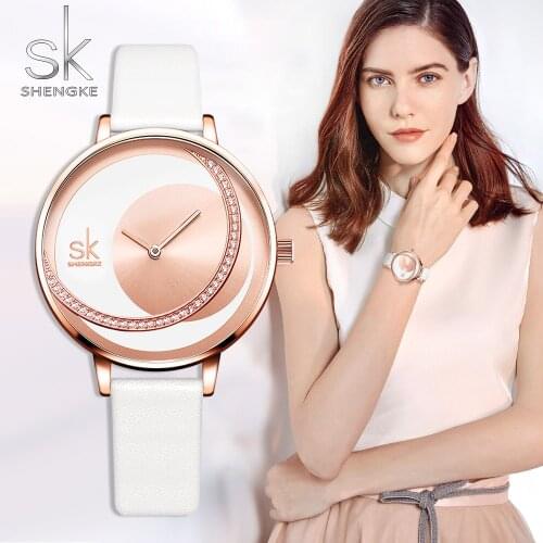Shengke Crystal Lady Watches Luxury Brand Quartz Wrist Watches Women Creative Crystal Dial design new 2019 Relogio Feminino