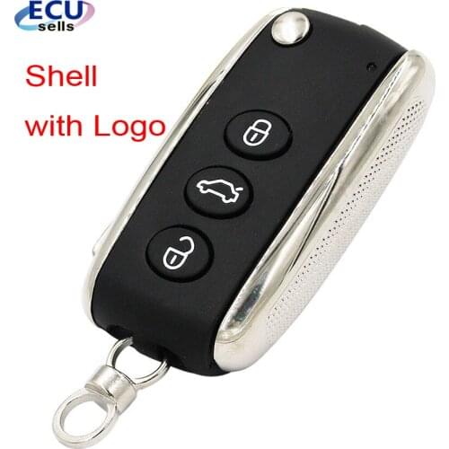 3 Button Flip Folding Remote Key Shell For Bentley Mulsanne Hurtling GT Auto Car Key Case With Logo