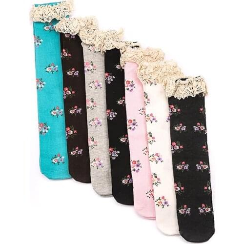 W111Free shipping Children 1-8 years old childrens stockings flower stockings lace children stockings cotton autumn and winter