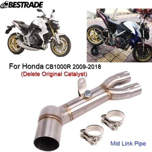 Replace Catalyst Pipe For Honda CB1000R 2009-2018 Exhaust Mid Link Tube Middle Connect Pipe Stainless Steel Slip On 51mm Muffler