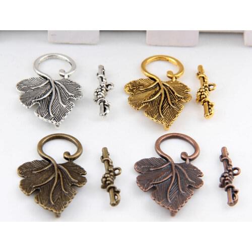 10Pcs Grape Leaf Toggle Clasps Connectors for Finding Jewelry Making Diy Bracelet Necklace Wholesale Supply