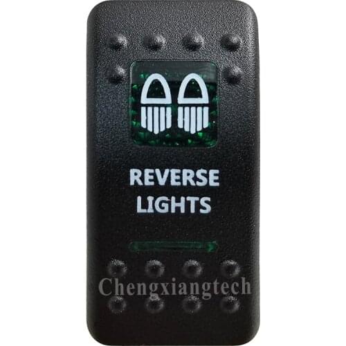 Green Printed Switch Cap -REVERSE LIGHTS- for 12V 20A 5Pin On Off SPST Led Light Bar Car Boat Rocker Switch, COVER Only