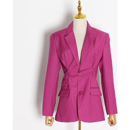 Street High Waist Long Sleeve Womens Blazer 2021 Autumn Womens Notched Collar Pocket Elegant Office Womens Jacket
