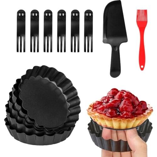 1 Red Oil Brush+6 Black Fruit Forks+1 Large Black Spatula+6 Baking Trays DIY Cake Mold Baking Tools Baking and Kitchen