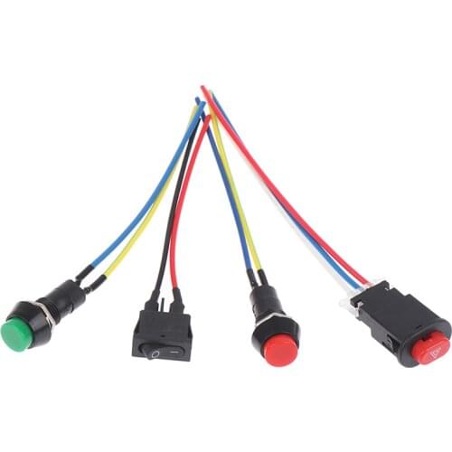 1pcs Push Button Switch Small Car Circuit Wire Speaker Electrical Mini Rocker Switch With Wire