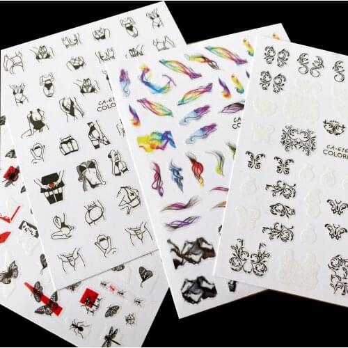 1pcs insect Butterfly Pattern 3D Nail Sticker Silk scarf image Nail Art Decals Summer Popular Art Nail Decal Decorations New