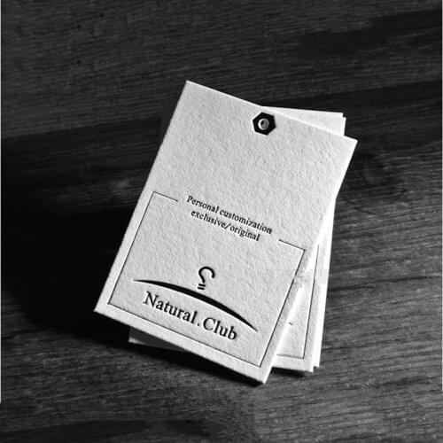 1000Pcs/Lot 700g Kapok Paper Hangtag Clothing/Bag/Shoes Hang Tag Black LOGO Hot Stamping Printing