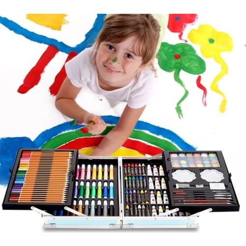145pcs Art Sets , Fine Arts Articles with 2 Layers Aluminium Alloy Case, Kids Paint Brush