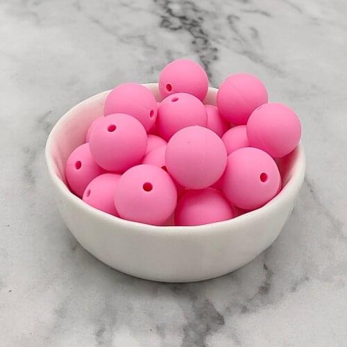 30pcs Silicone Teether Round Beads 15mm Baby Teething Silicone Beads DIY Chewable Infant Pacifier Chain For Baby Relieving Pain