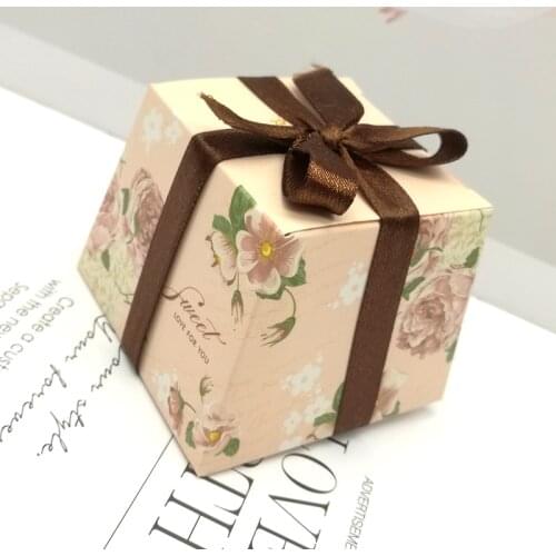 45pcs Flower Blooming Our Love Story Peach Pink Wedding Paper Gift Candy Box Anniversary Valentines Day Favor box
