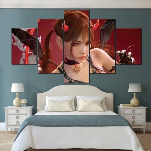 5 Pieces HD Canvas Painting Print Anime Beautiful Girl Picture For Modern Decorative Bedroom Living Room Home Wall Art Decor
