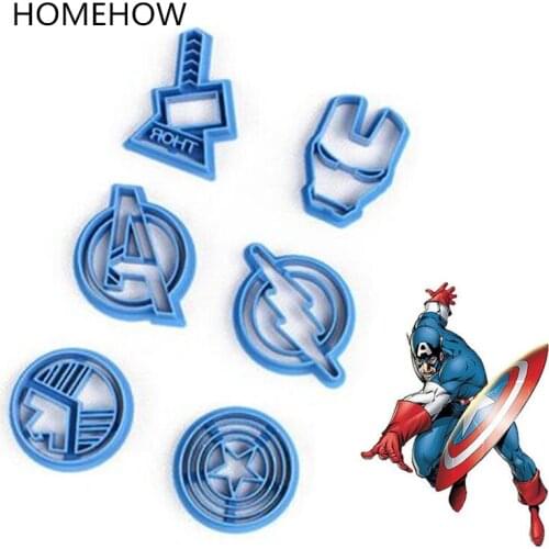 6PCS/Lot American Captain Biscuit Cookie Cutter Set Kitchen Accessories Cartoon Figure Captain Shape Cookie Cutting Mold