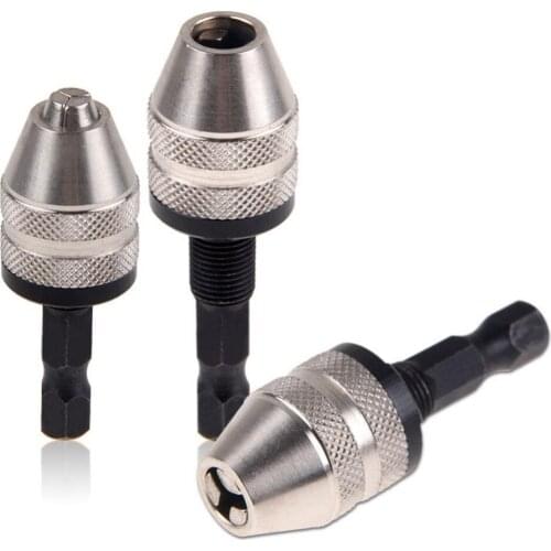 HOEN 1Pc Hex Shank Keyless Drill Chuck Screwdriver Impact Driver Adapter Quick Change Adapter Converter Power Tools 0.3-3.4mm