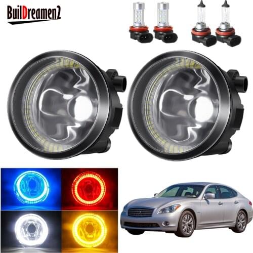 Angel Eye Fog Light Assembly For Infiniti Q Q60 Q70 2011-2014 Car Front Bumper Fog Light With Halo Ring Daytime Running Lamp H11
