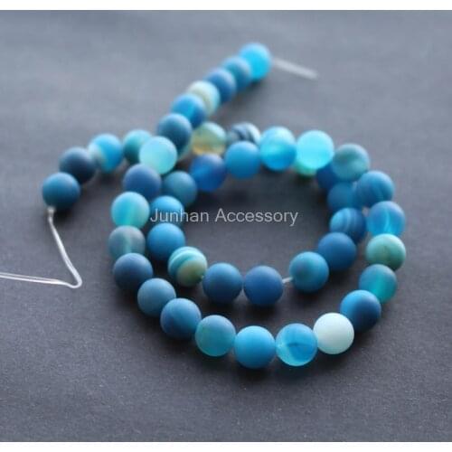 6mm 8mm 10mm high quantity Matt Blue stripe Onyx Stone Round stone Loose Beads for jewelry making