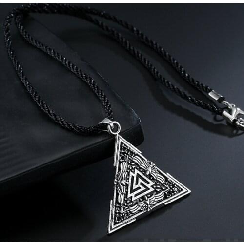 Cxwind Vintage Viking Walkernat Symbol Pendant Necklace Scandinavian Crow Pendant Sub-Mythical Necklace Charm Jewelry