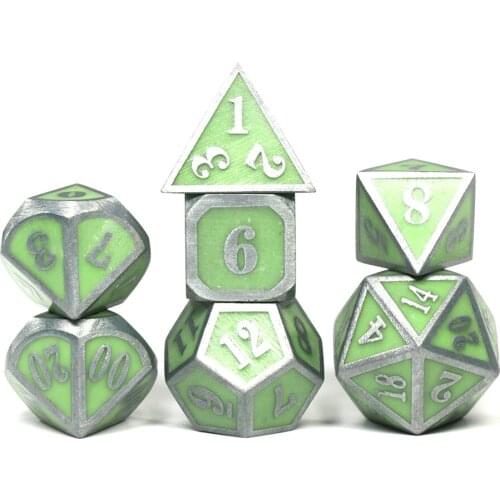 Glow In The Dark Metal Dice Set Mini Size for D&d Party/Family Games RPG Dados with Bag As Collection