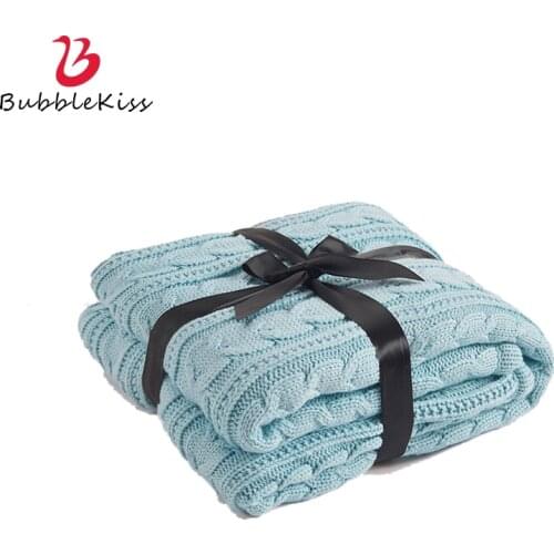 Bubble Kiss Nordic Blanket Solid Color Home Decor Warm Winter Blanket Air Conditioning Blanket Sofa/Bed/ Travel Throw Blanket