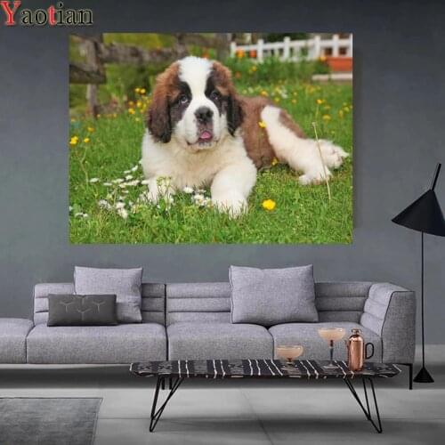 Diy 5d diamond painting saint bernard dog animal mozaika handmade embroidery cross stitch kit full square round drill home decor