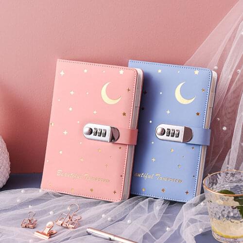 A5 Diary With Lock Notebooks With Code Booklet PU Leather Secret Diary Traveler Notepad Journal Planner School Stationery Gifts