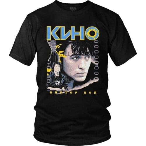 Classic Vintage Viktor Tsoi Kino T-shirt Mens Streetwear T Shirt Short Sleeve 100% Cotton Rusian Rock Tshirt Cool Tees Tops