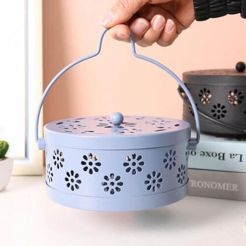 Mosquito Coil Box Retro Reusable Wrought Iron Classical Design Household Eliminate Fire Hazards Incense Burner Holder Camping