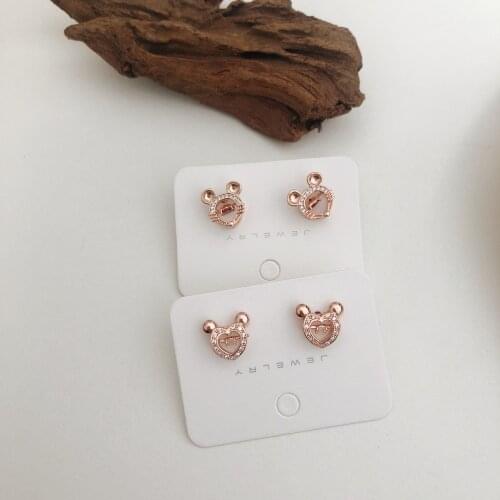 Tiny Stud Earrings Cute Mouse Earring for Women Red Crystal Studs Ear Jewelry Luxury Zircon Earring Children