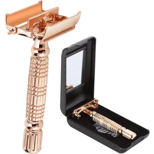 Double Edge Blades Razor Safety Alloy Manual Shaving Tool Rose Gold Chrome Plating Metal Shaver With Travel Package