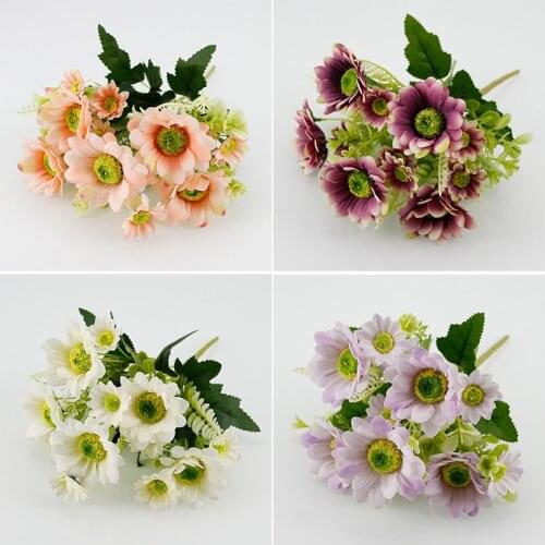 Hot 1 beautiful sunflower bouquet silk gerbera daisy high quality artificial flower home garden party christmas wedding decorati