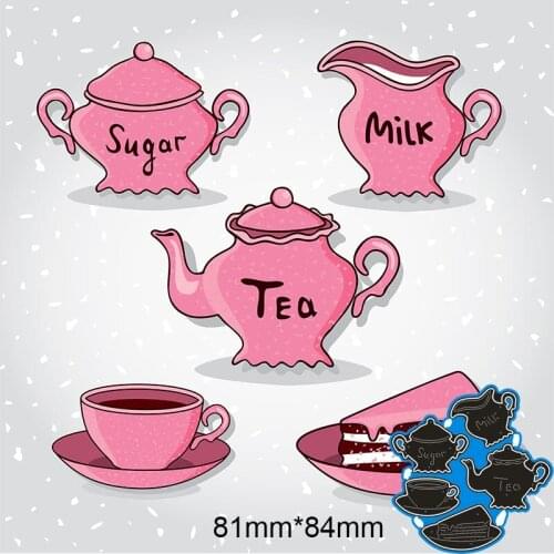 81*84mm Tea set new Metal Cutting Dies for decor card DIY Scrapbooking stencil Paper Album template Dies