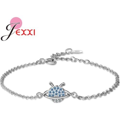 Trendy 925 Sterling Silver Blue Crystal Lucky Bracelets Turkish Style Fashion Wedding/Engagement Party Charm Chain Bracelet
