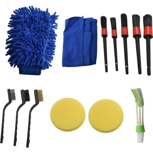 13Pcs Detailing Brush Set Car Cleaner Brush Set for Cleaning Car Motorcycle Interior Exterior Leather Air Vents
