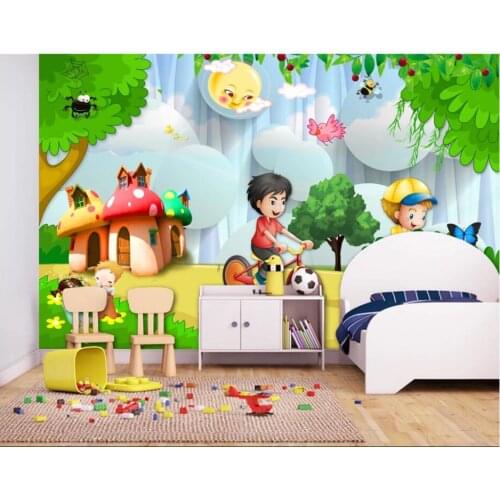 WDBH Custom photo mural 3d wallpaper Cartoon childrens paradise cycling home decor 3d wall mural wallpaper for living room