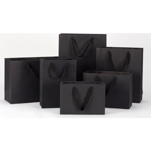 Solid color black paper bags for gifts business gift bags customized clothing shopping bag printed logo пакетики для упаковки