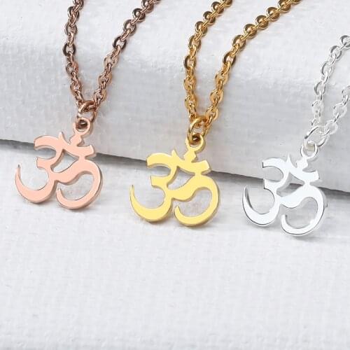 Ohm Unisex Indian OM Symbol Necklace For Woman Men Mala Yoga Chakra Budda Ohm Stainless Steel Chain Delicate Pendants Jewelry