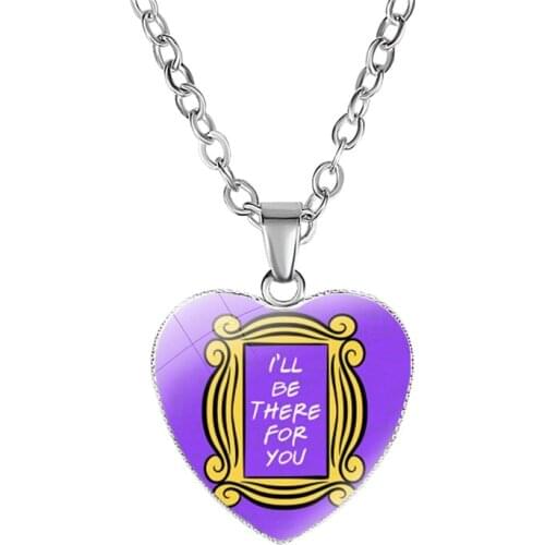 Friends tv show pendant necklace frame heart pendants women jewelry accessories glass fashion women necklace chain choker collar
