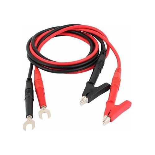 Pair Multimeter Fork Terminal Alligator Clips Extension Test Leads Cable 1 Meter